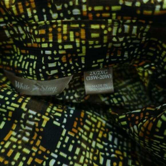 White Stag Shirt Button Down Top‎ Women Size 2X 18 Geometric Long Sleeve - Picture 3 of 5